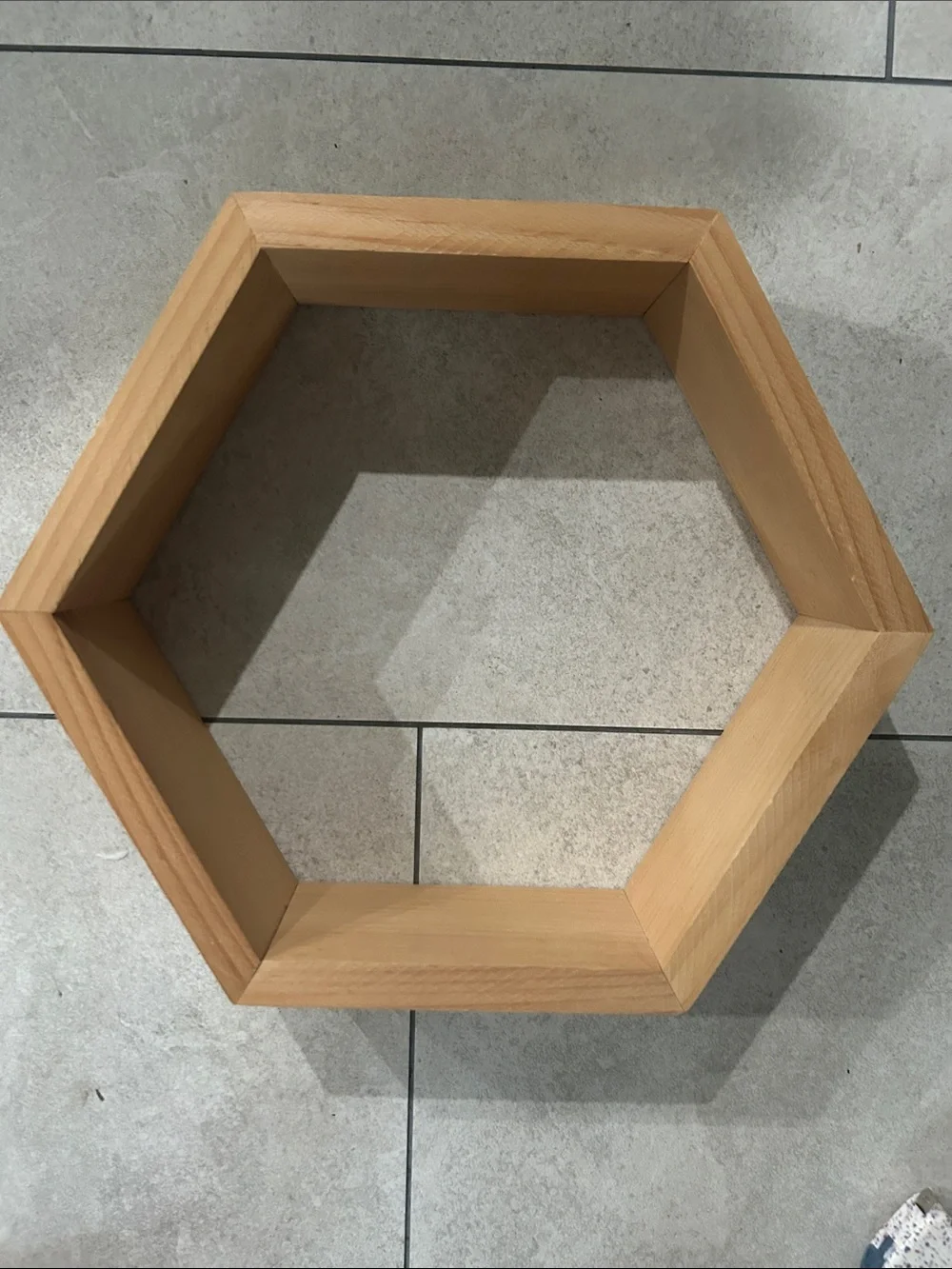 Handmade Natural Wood Hexagon Wall Shelf - Modern Home Accent